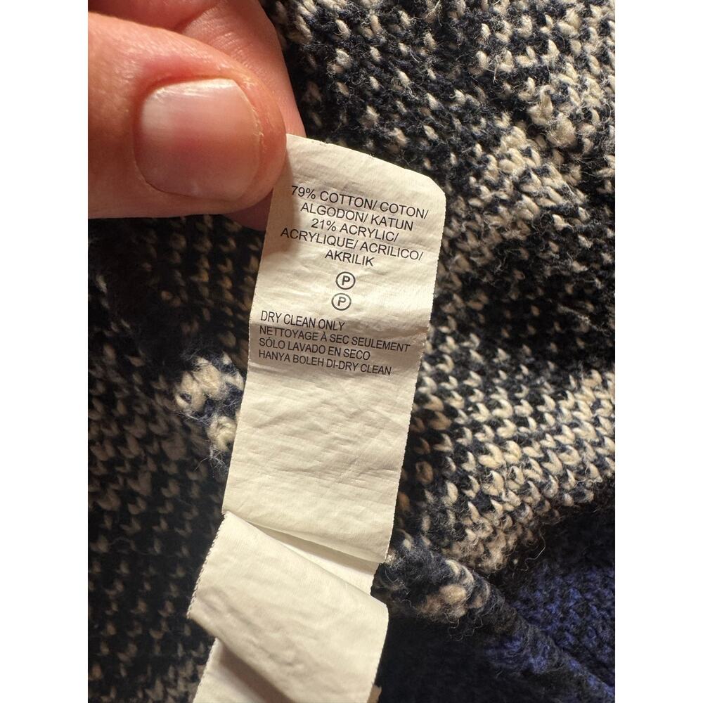 Lucky Brand Women's Medium Cotton Acrylic Open Front Sweater Duster Western Blue - Picture 7 of 9